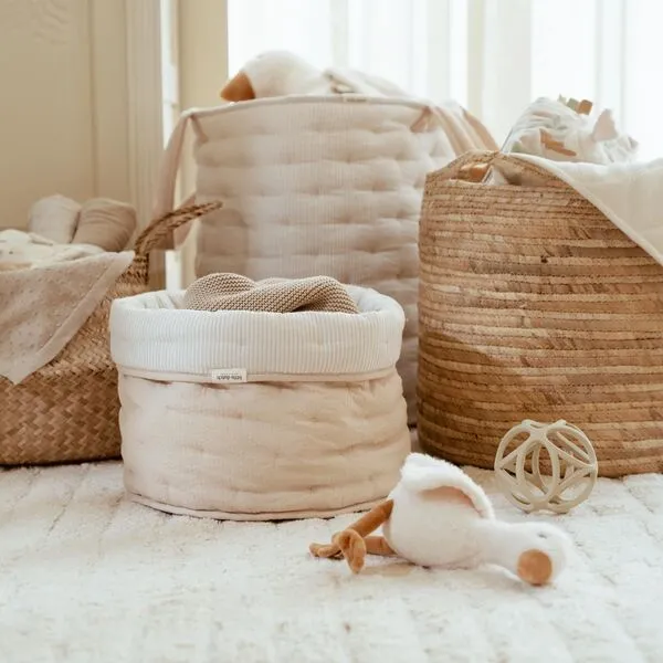 Голям Кош за Играчки Pure Soft Beige Stripe
