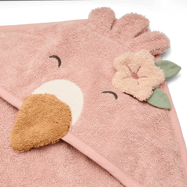 Бебешка Бродирана Хавлия с Качулка Flamingo Pink 75х75 cm