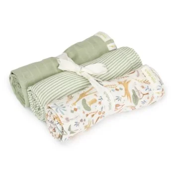 Бебешки Пелени 3 броя 70 х 70 cm Safari Wonders/Green