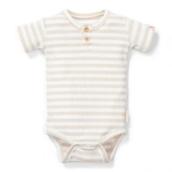 Бебешко Боди с Къс Ръкав Райета Sand/White 44