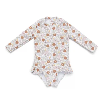 Детски Цял Бански Костюм с Дълъг Ръкав Vintage Little Flowers