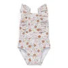 Детски Цял Бански Костюм с Къдрички Vintage Little Flowers