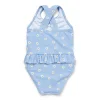 Детски Цял Бански Костюм с Къдрички Daisies Blue - 62/68