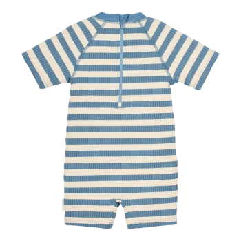 Детски Цял Бански Костюм с Къс Ръкав Ocean Blue Stripes