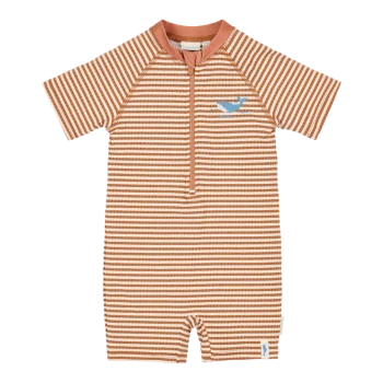 Детски Цял Бански Костюм с Къс Ръкав Ocean Brown Stripes