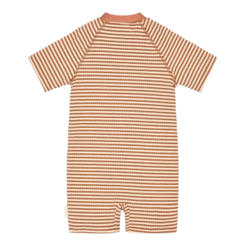 Детски Цял Бански Костюм с Къс Ръкав Ocean Brown Stripes