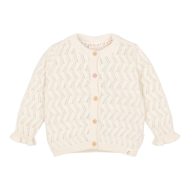 Детска Плетена Жилетка с Къдрички Creme