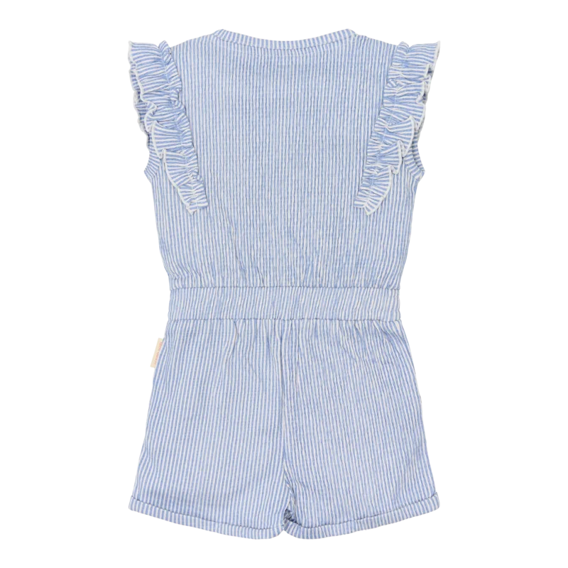 Детски Къс Гащеризон с Къдрички Denim Blue Stripe