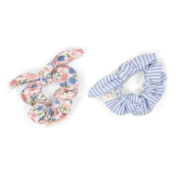Скрънчи 2бр. Meadow Flowers/Denim Blue Stripe