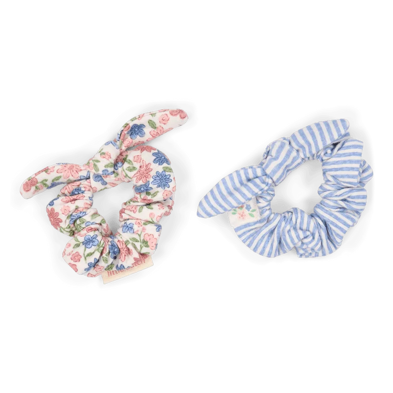 Скрънчи 2бр. Meadow Flowers/Denim Blue Stripe