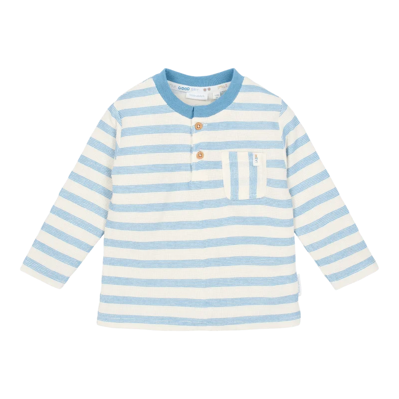 Детска Тениска с Дълъг Ръкав и Джобче Steel Blue Stripe