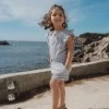 Детски Къс Гащеризон с Къдрички Denim Blue Stripe