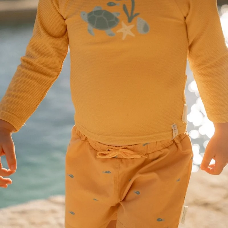 Бебешки Бански, Тениска с Дълъг Ръкав Seashells Sunny Yellow
