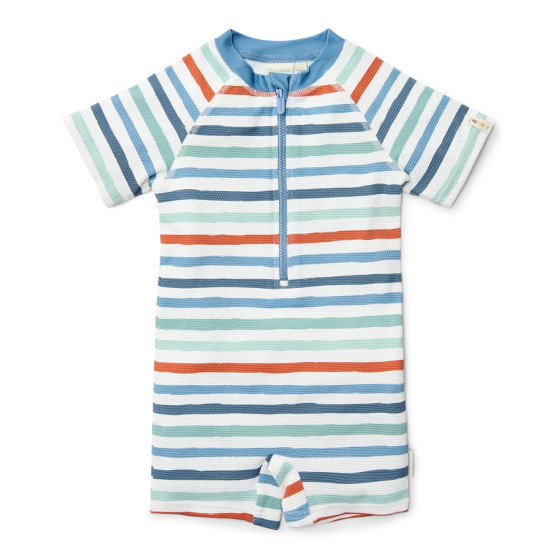 Бебешки Цял Бански Костюм с Къс Ръкав Stripes Multi Colour