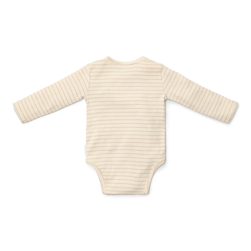 Боди с Дълъг Ръкав, Тип „Прегърни ме“ Soft Beige Stripe