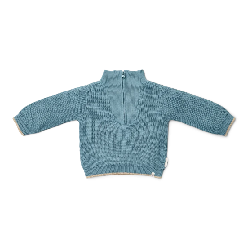 Детски Плетен Пуловер с Цип Stone Blue