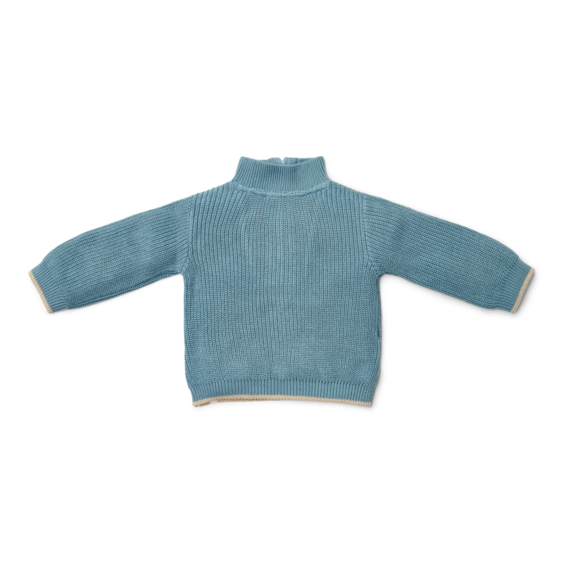 Детски Плетен Пуловер с Цип Stone Blue