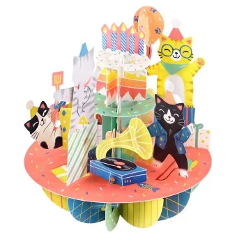 Картичка POP UP Pirouettes Birthday Cats   
