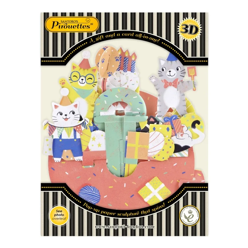 Картичка POP UP Pirouettes Birthday Cats   