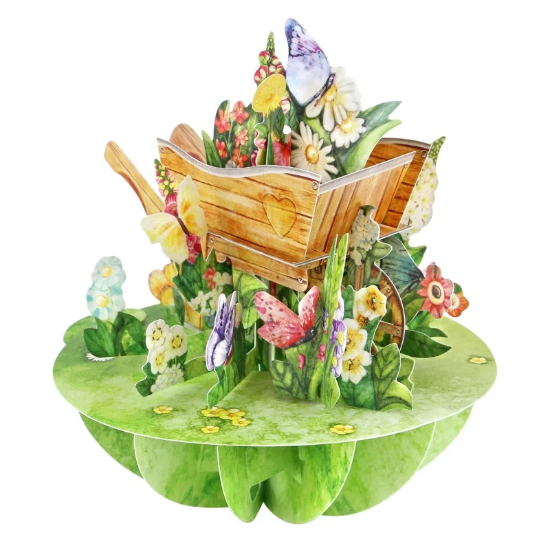 Картичка POP UP Pirouettes - Wheelbarrow Of Flowers