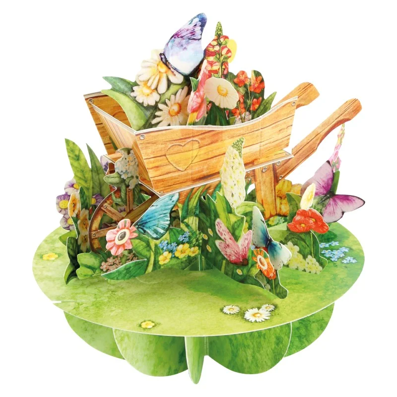 Картичка POP UP Pirouettes - Wheelbarrow Of Flowers