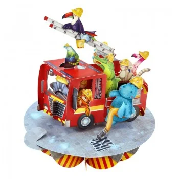 Картичка POP UP Pirouettes - Animal Firetruck        