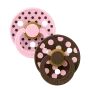 2 бр. Биберони BIBS COLOUR Polka Baby Pink/Mocha, 0-6 месеца