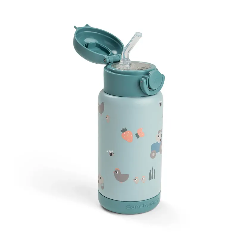 Термо Бутилка със Сламка Tiny Farm Blue 340 мл