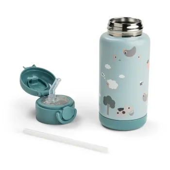 Термо Бутилка със Сламка Tiny Farm Blue 340 мл