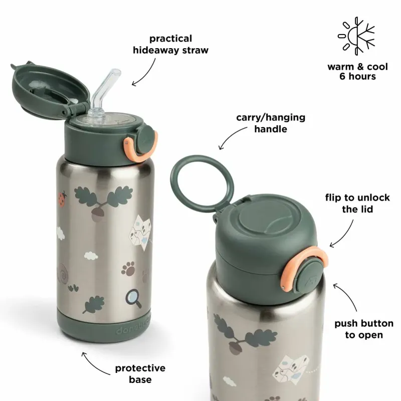 Термо Бутилка със Сламка Tiny Trails Green 340 мл