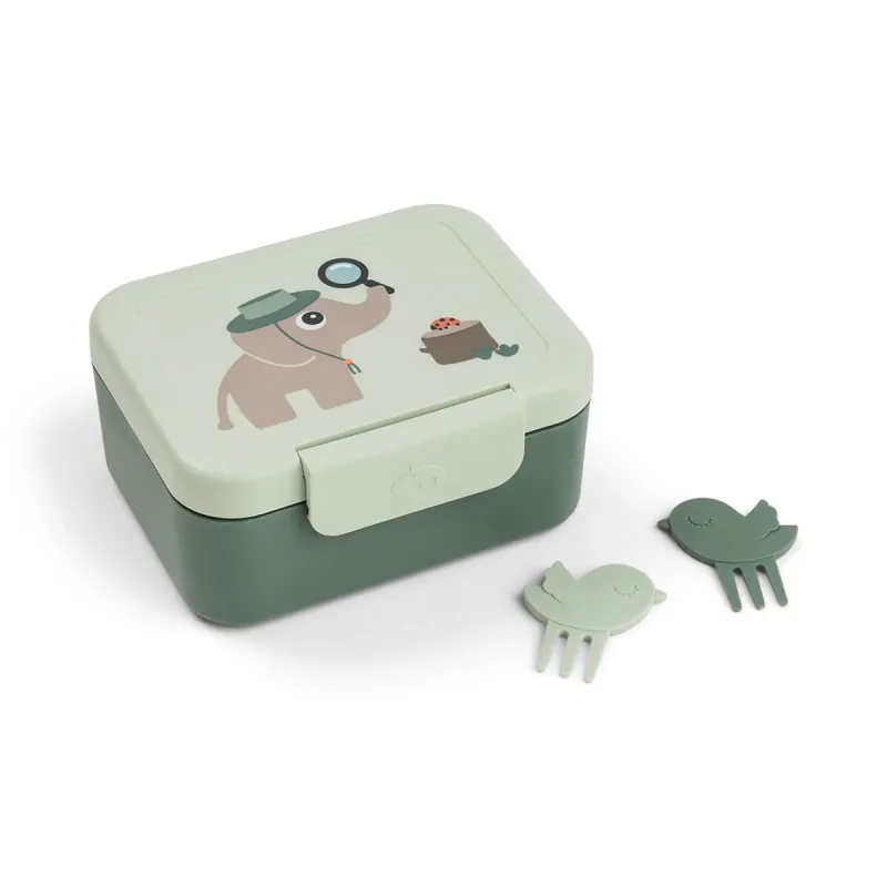 Мини Кутия за Обяд с Разделения Tiny Trails Green с Вилички