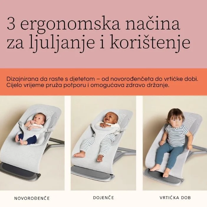 Бебешки шезлонг 3 в 1 Ergobaby - Evolve Light Gray