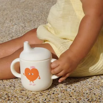 Чаша против разливане с дръжки SunnyLife Poppy the Peach Cream