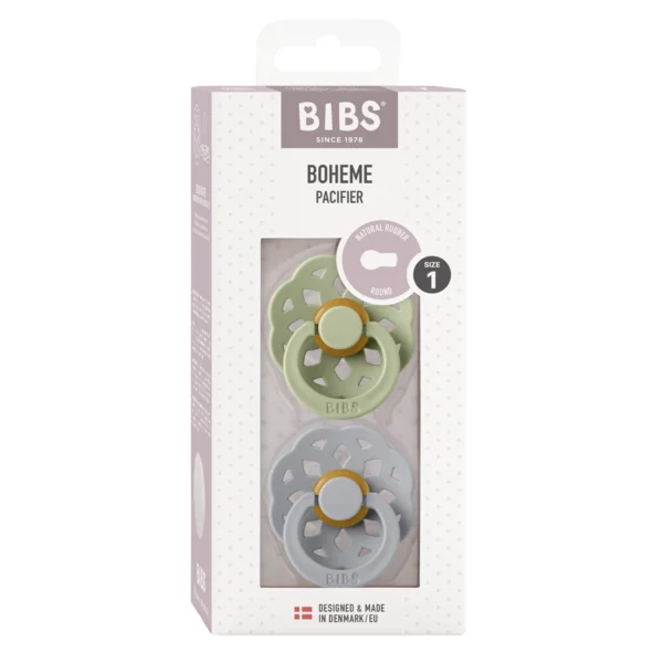 2 бр. Биберони BIBS Boheme, Sage/Cloud, 0-6 месеца