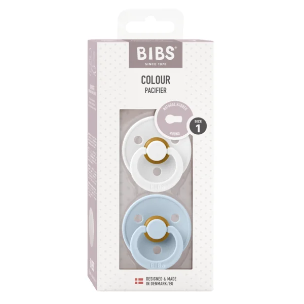 2 бр. Биберони BIBS COLOUR White/Baby Blue 0-6 месеца