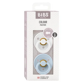 2 бр. Биберони BIBS COLOUR White/Baby Blue 6-18 месеца
