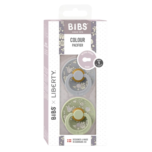 2 бр. Биберони BIBS Liberty COLOUR, Capel - Sage Mix, 0-6 месеца