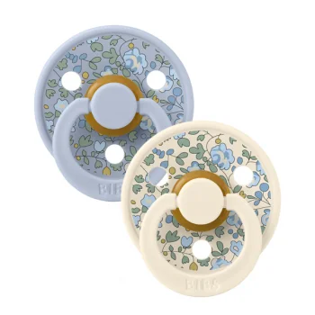 2 бр. Биберони BIBS Liberty COLOUR Eloise - Dusty Blue Mix, 0-6 месеца