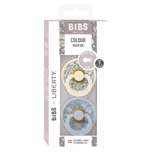 2 бр. Биберони BIBS Liberty COLOUR Eloise - Dusty Blue Mix, 6-18 месеца