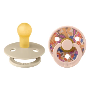 2 бр. Биберони BIBS Liberty COLOUR June Blossom Blush, 0-6 месеца