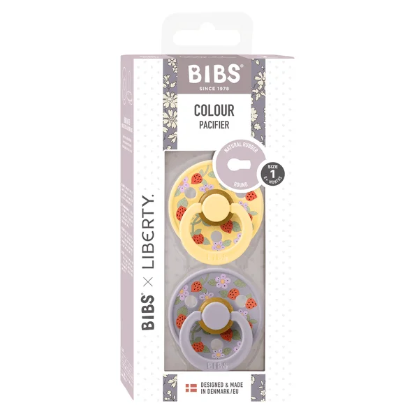 2 бр. Биберони BIBS Liberty COLOUR Strawberries and Cream Pale Butter, 0-6 месеца