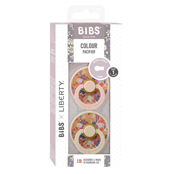 2 бр. Биберони BIBS Liberty COLOUR June Blossom Blush, 6-18 месеца