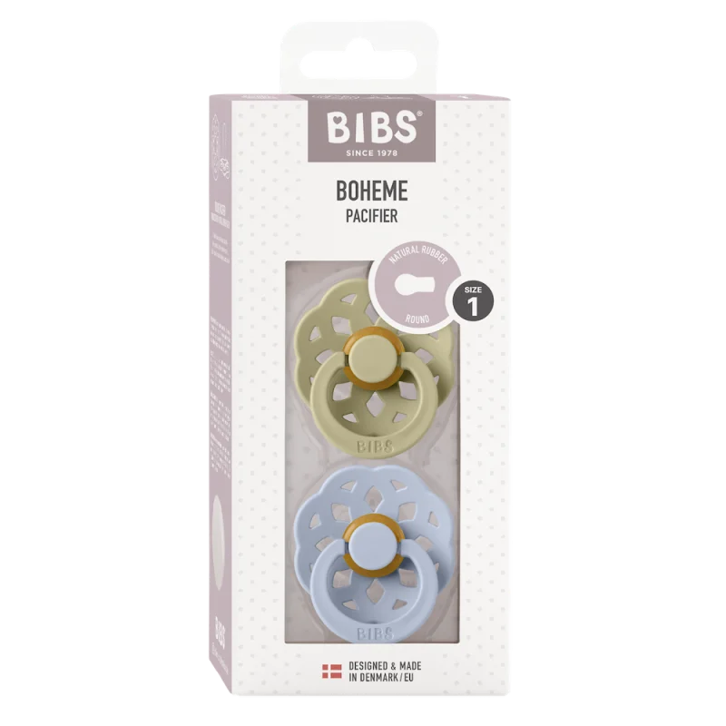 2 бр. Биберони BIBS Boheme, Khaki/Dusty Blue, 0-6 месеца