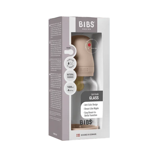 Бебешка Стъклена Бутилка BIBS Blush 120мл Каучук Бавен Поток