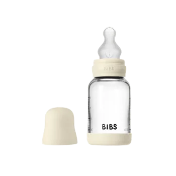 Бебешка Стъклена Бутилка BIBS Ivory 120мл Силикон Бавен Поток