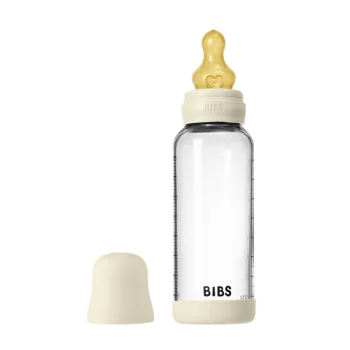 Бебешка Стъклена Бутилка BIBS Ivory 240мл Каучук Среден Поток