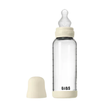 Бебешка Стъклена Бутилка BIBS Ivory 240мл Силикон Среден Поток