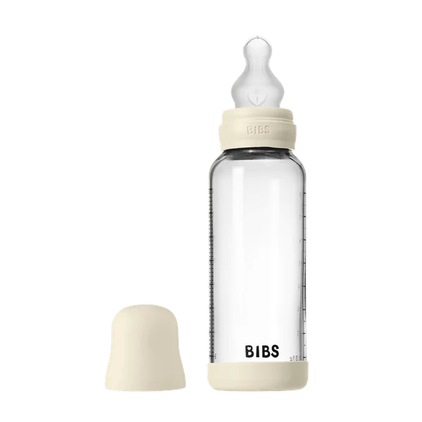 Бебешка Стъклена Бутилка BIBS Ivory 240мл Силикон Среден Поток