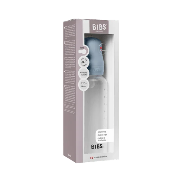 Комплект с Бебешка Бутилка BIBS Baby Blue 270мл Среден Поток Силикон