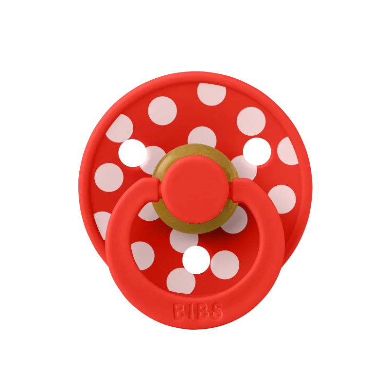 2 бр. Биберони BIBS COLOUR Polka Blossom/Candy Apple, 6-18 месеца
